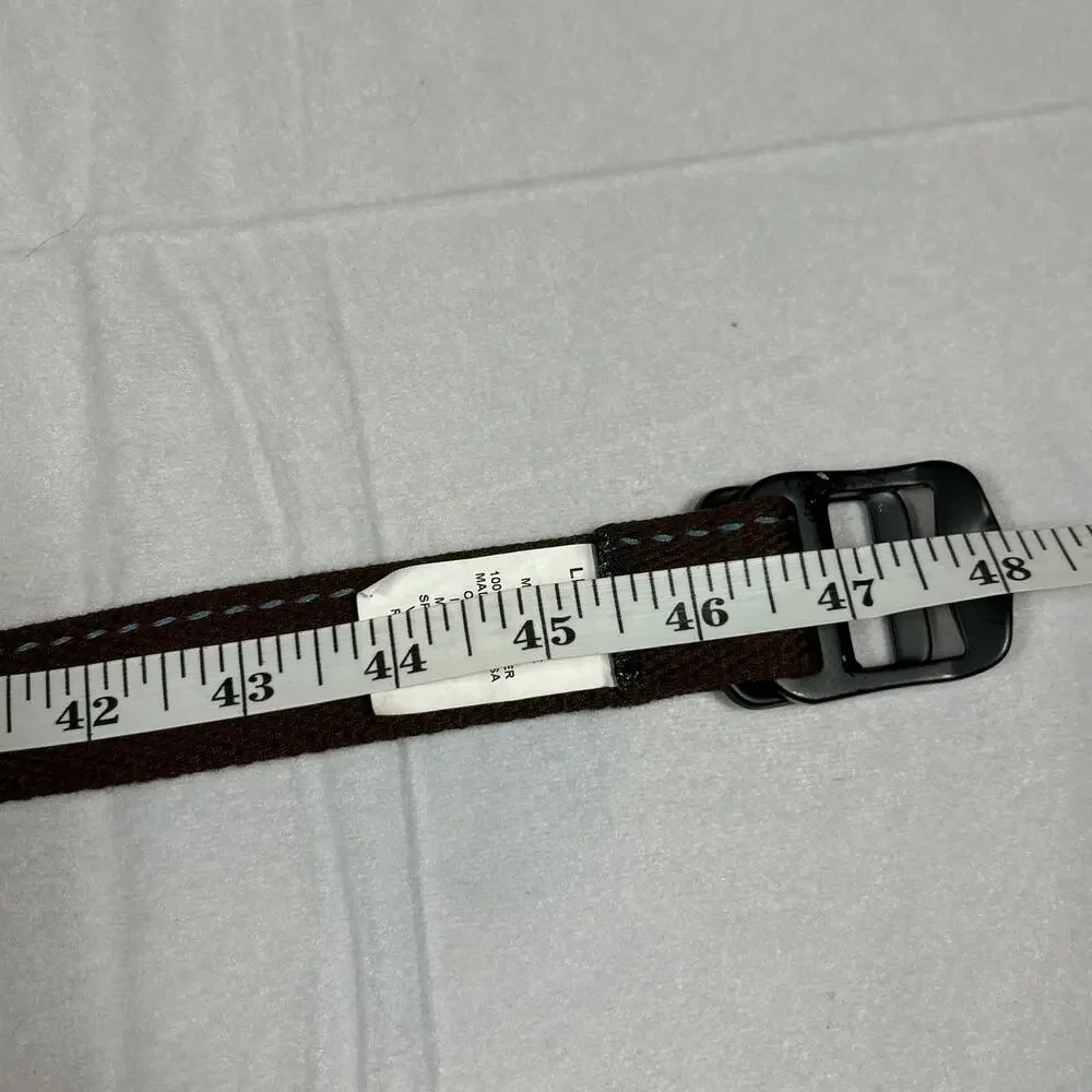 L.L. Bean Men’s Large OHAY7 Webbed Cloth Belt Brown Adjustable Metal Buckle